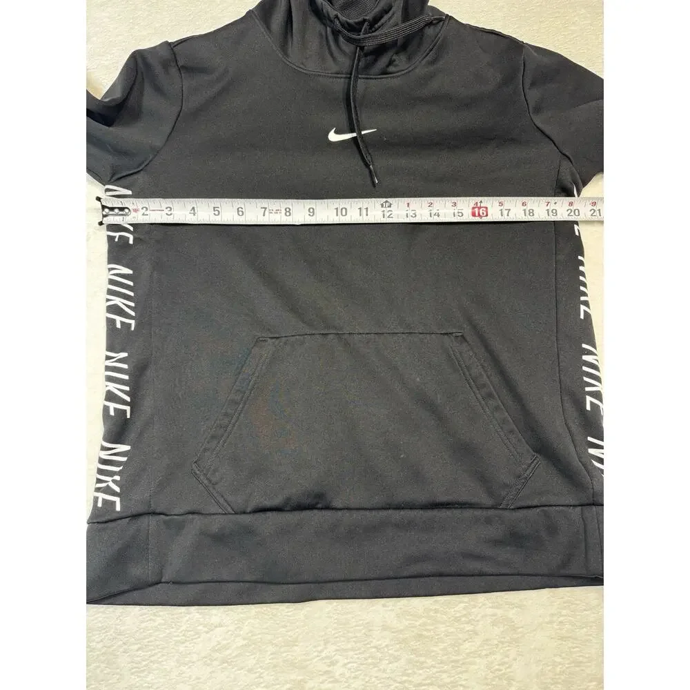 Nike Vintage Black Hoodie Rare Center Swoosh Logo Sleeve Print Size M Men’s